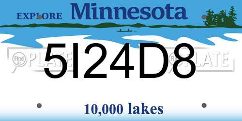 5I24D8 Minnesota License Plate