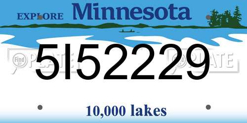 5I52229 Minnesota License Plate