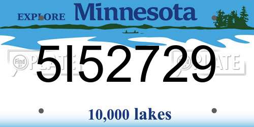 5I52729 Minnesota License Plate