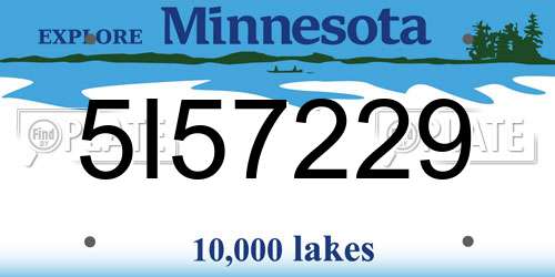 5I57229 Minnesota License Plate