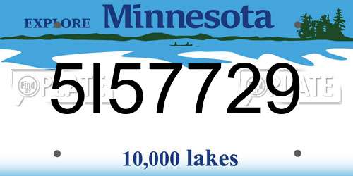 5I57729 Minnesota License Plate
