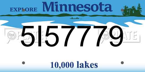 5I57779 Minnesota License Plate