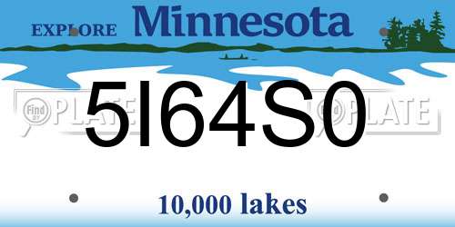 5I64S0 Minnesota License Plate