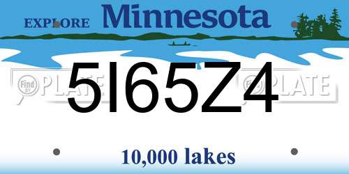 5I65Z4 Minnesota License Plate