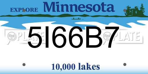 5I66B7 Minnesota License Plate