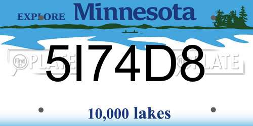 5I74D8 Minnesota License Plate
