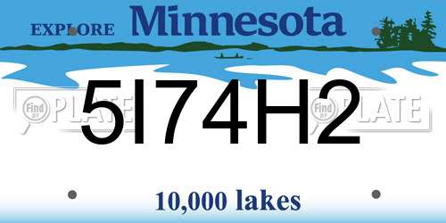 5I74H2 Minnesota License Plate