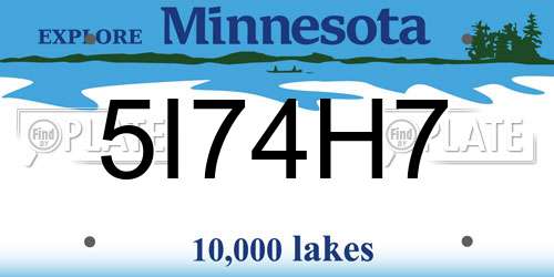 5I74H7 Minnesota License Plate