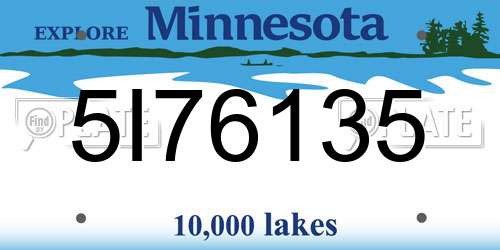 5I76135 Minnesota License Plate