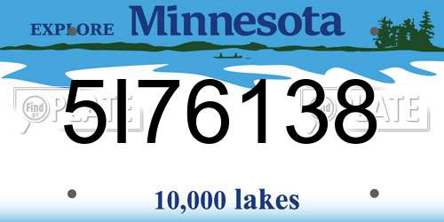 5I76138 Minnesota License Plate