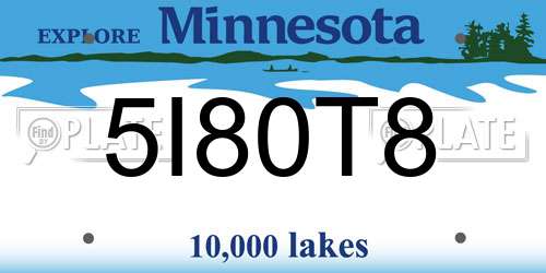 5I80T8 Minnesota License Plate