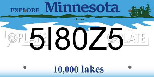 5I80Z5 Minnesota License Plate