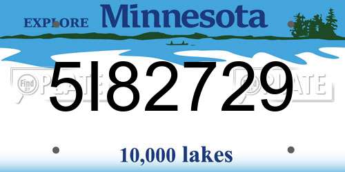 5I82729 Minnesota License Plate