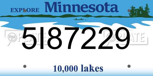 5I87229 Minnesota License Plate