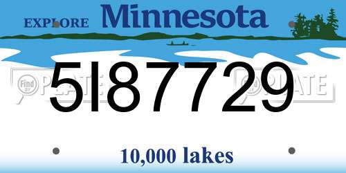 5I87729 Minnesota License Plate