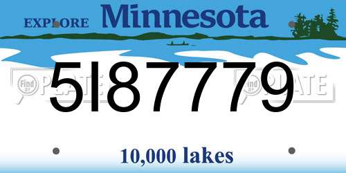 5I87779 Minnesota License Plate