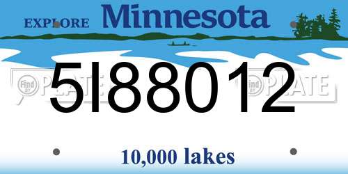 5I88012 Minnesota License Plate