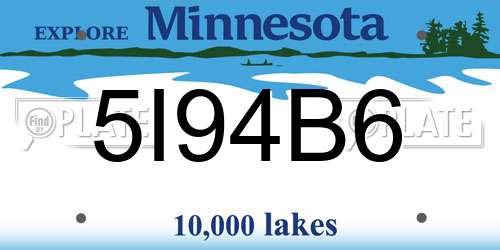 5I94B6 Minnesota License Plate