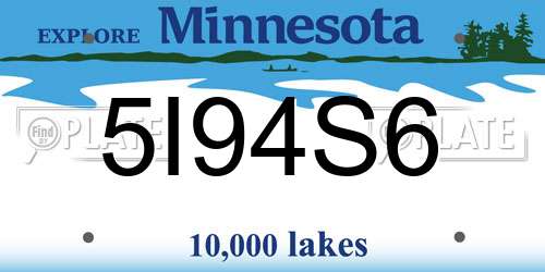 5I94S6 Minnesota License Plate