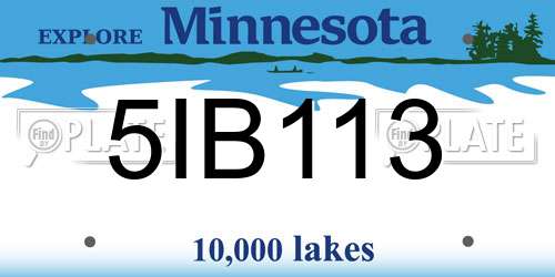 5IB113 Minnesota License Plate