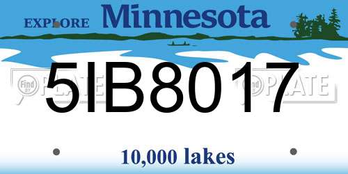5IB8017 Minnesota License Plate