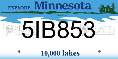 5IB853 Minnesota License Plate
