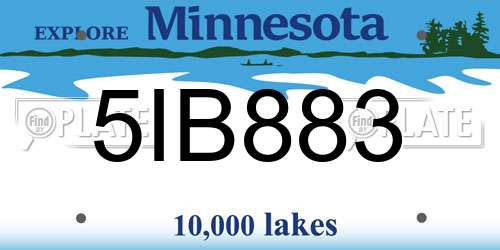 5IB883 Minnesota License Plate