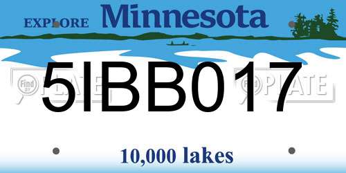 5IBB017 Minnesota License Plate