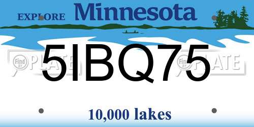 5IBQ75 Minnesota License Plate