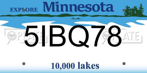 5IBQ78 Minnesota License Plate