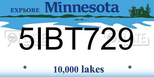 5IBT729 Minnesota License Plate