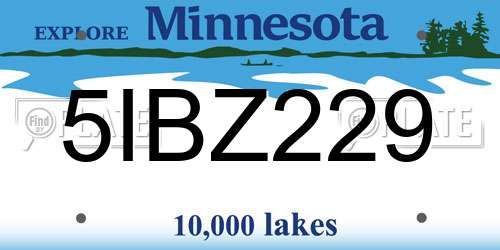 5IBZ229 Minnesota License Plate
