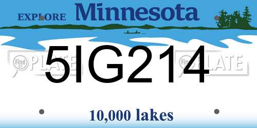 5IG214 Minnesota License Plate