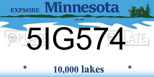 5IG574 Minnesota License Plate