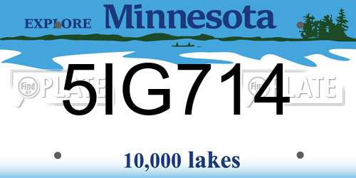 5IG714 Minnesota License Plate