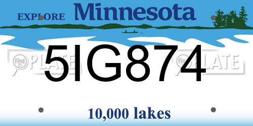 5IG874 Minnesota License Plate