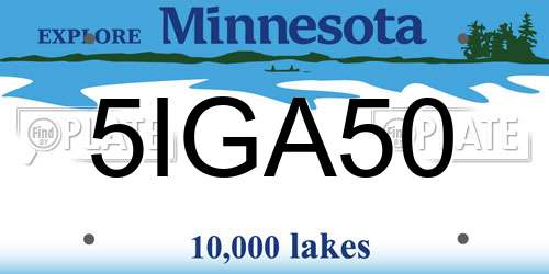 5IGA50 Minnesota License Plate