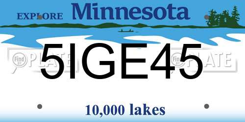 5IGE45 Minnesota License Plate