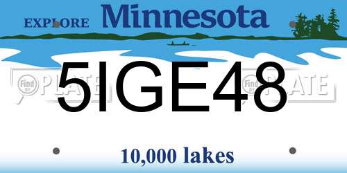 5IGE48 Minnesota License Plate