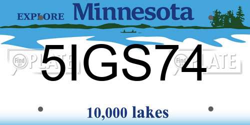 5IGS74 Minnesota License Plate