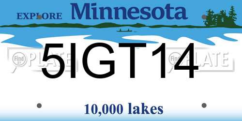 5IGT14 Minnesota License Plate