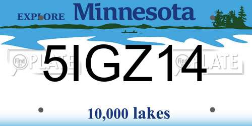 5IGZ14 Minnesota License Plate