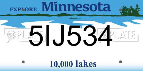5IJ534 Minnesota License Plate