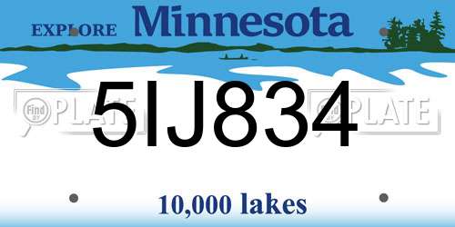5IJ834 Minnesota License Plate
