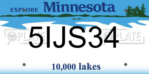 5IJS34 Minnesota License Plate