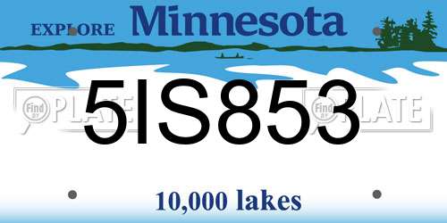 5IS853 Minnesota License Plate