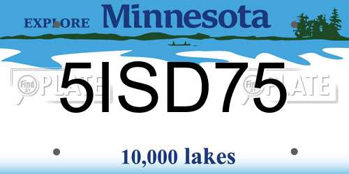 5ISD75 Minnesota License Plate