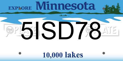 5ISD78 Minnesota License Plate