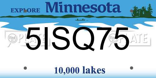5ISQ75 Minnesota License Plate