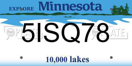 5ISQ78 Minnesota License Plate